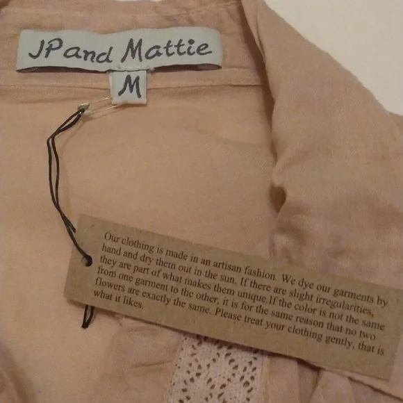 Sundance JP & Mattie Beige Lace Button-Up Blouse - Picture 2 of 5